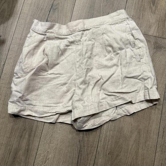 Madewell Women's Linen Blend Shorts Size Large Khaki - Picture 1 of 3